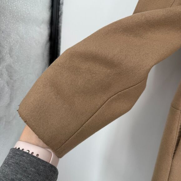 COS Wool Cashmere Jacket Coat Zip Long Trench Old Money Camel Brown City Size 2 - Picture 11 of 16